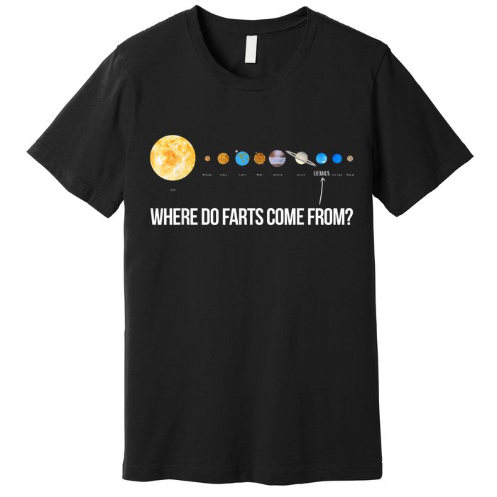 Where Do Farts Come From Uranus Funny Universe Premium T-Shirt