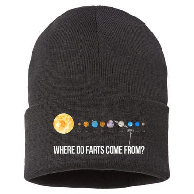 Where Do Farts Come From Uranus Funny Universe Sustainable Knit Beanie