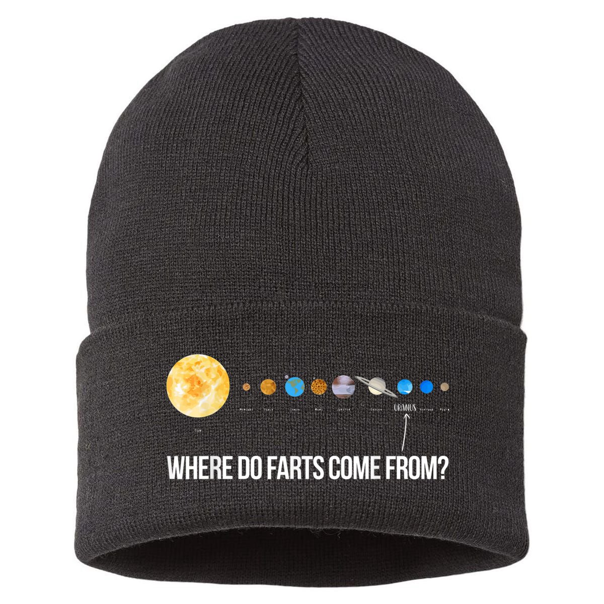 Where Do Farts Come From Uranus Funny Universe Sustainable Knit Beanie