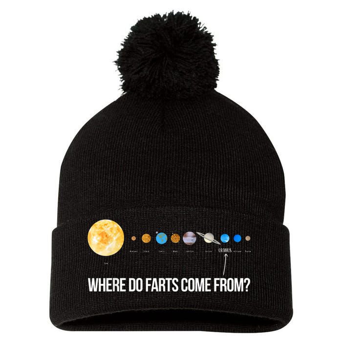 Where Do Farts Come From Uranus Funny Universe Pom Pom 12in Knit Beanie