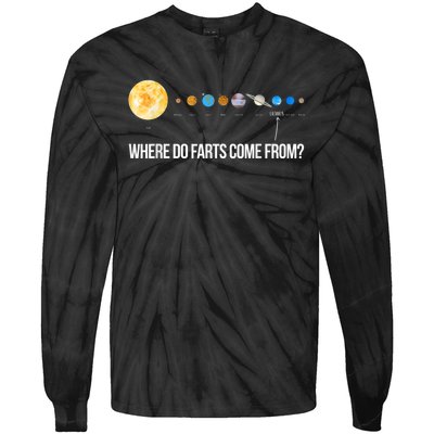 Where Do Farts Come From Uranus Funny Universe Tie-Dye Long Sleeve Shirt