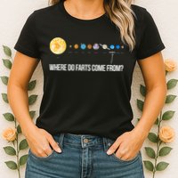 Where Do Farts Come From Uranus Funny Universe Womens T-Shirt