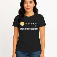 Where Do Farts Come From Uranus Funny Universe Womens T-Shirt