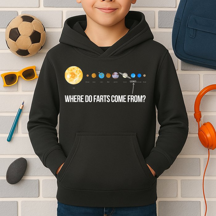 Where Do Farts Come From Uranus Funny Universe Kids Hoodie