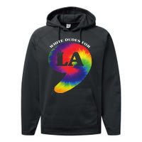 White Dudes For Kamala Harris Comma La Tie Die Performance Fleece Hoodie