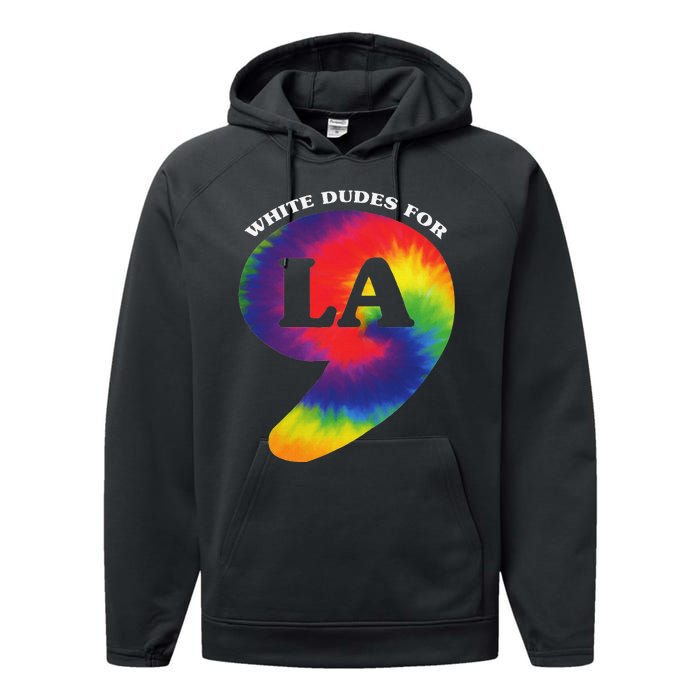 White Dudes For Kamala Harris Comma La Tie Die Performance Fleece Hoodie