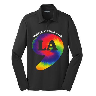 White Dudes For Kamala Harris Comma La Tie Die Silk Touch Performance Long Sleeve Polo