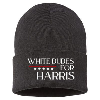 White Dudes For Kamala Harris 2024 Sustainable Knit Beanie