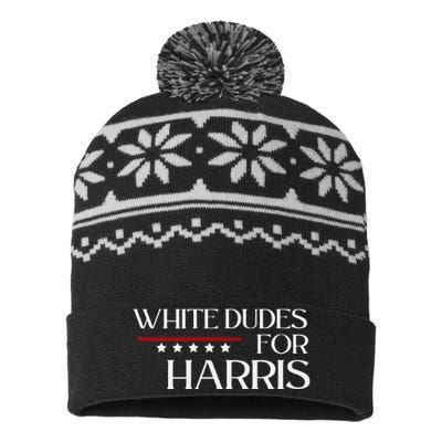 White Dudes For Kamala Harris 2024 USA-Made Snowflake Beanie