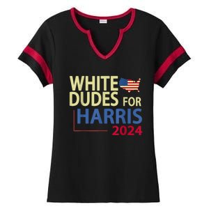 White Dudes For Kamalaharris 2024 President Ladies Halftime Notch Neck Tee