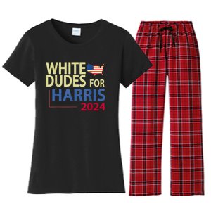 White Dudes For Kamalaharris 2024 President Women's Flannel Pajama Set