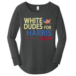 White Dudes For Kamalaharris 2024 President Women's Perfect Tri Tunic Long Sleeve Shirt