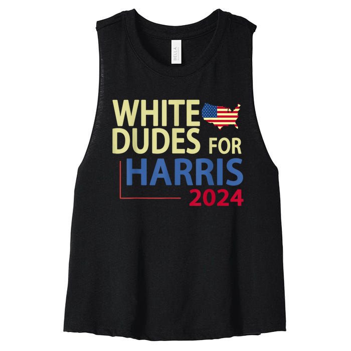 White Dudes For Kamalaharris 2024 President Women's Racerback Cropped Tank