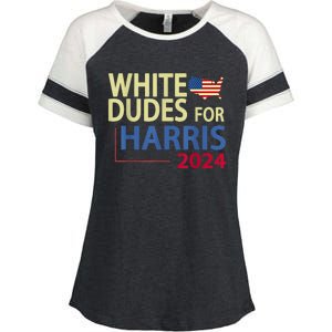 White Dudes For Kamalaharris 2024 President Enza Ladies Jersey Colorblock Tee