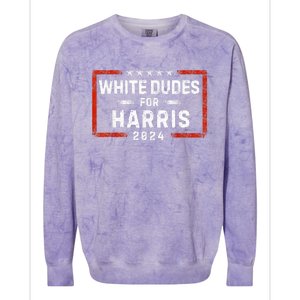 White Dudes For Harris Support President Kamala Usa Flag Kamalaharris Colorblast Crewneck Sweatshirt