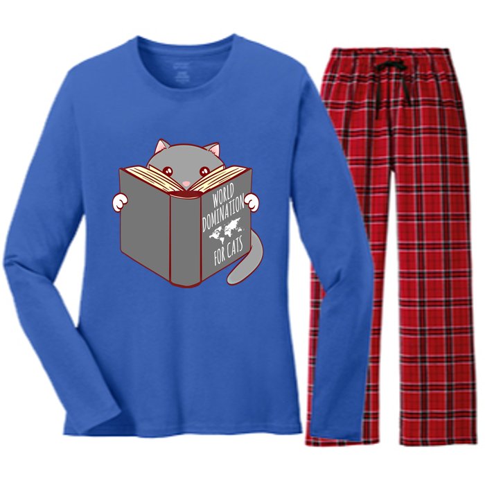 World Domination For Cats Ruler Collection Cute Gift Women's Long Sleeve Flannel Pajama Set 