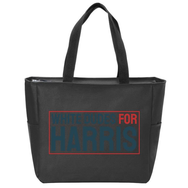 White Dudes For Harris 2024 Zip Tote Bag