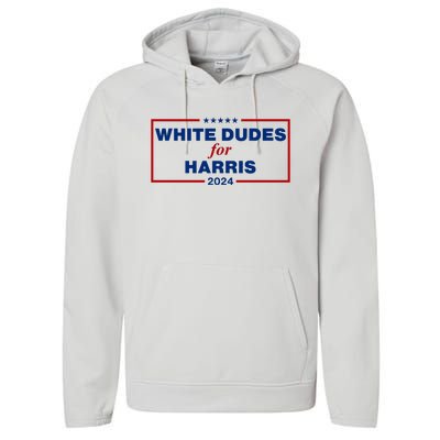 White Dudes For Harris 2024 Performance Fleece Hoodie