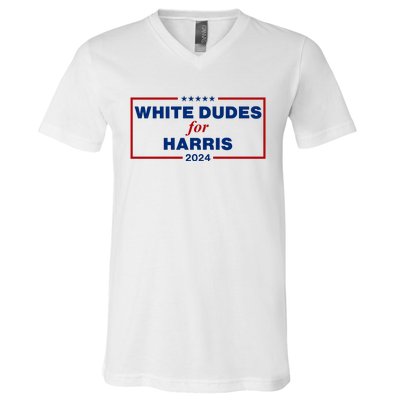 White Dudes For Harris 2024 V-Neck T-Shirt