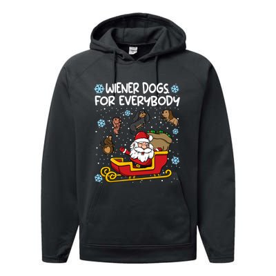 Wiener Dogs For Everybody Santa Funny Christmas Dachshund Performance Fleece Hoodie