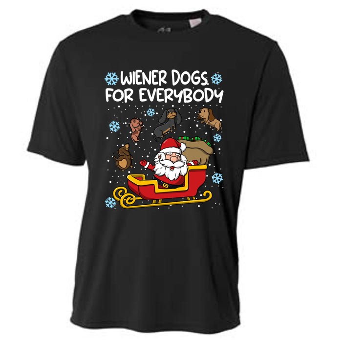 Wiener Dogs For Everybody Santa Funny Christmas Dachshund Cooling Performance Crew T-Shirt