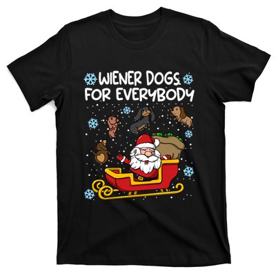 Wiener Dogs For Everybody Santa Funny Christmas Dachshund T-Shirt