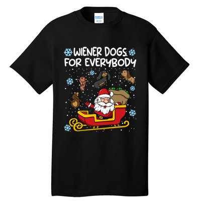 Wiener Dogs For Everybody Santa Funny Christmas Dachshund Tall T-Shirt