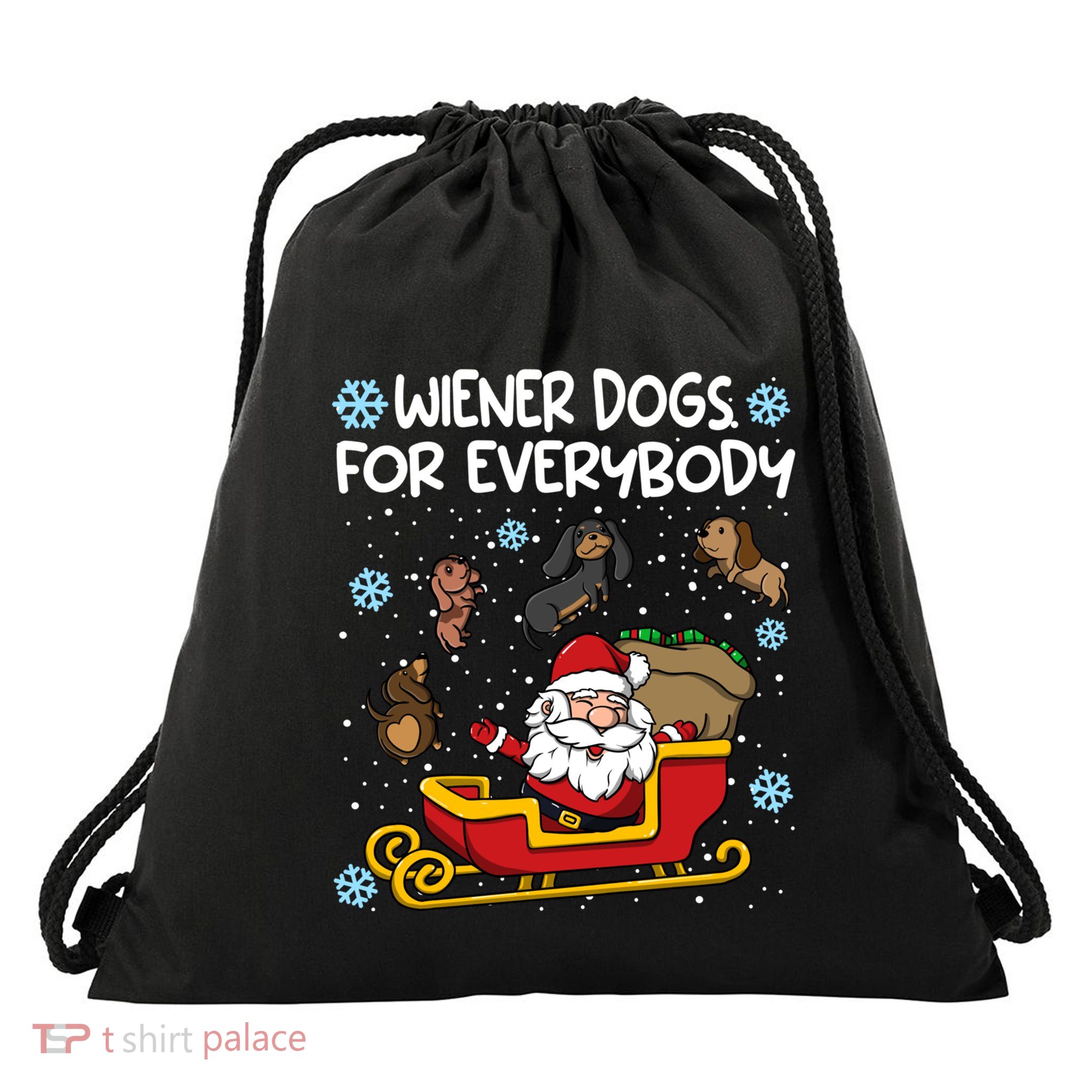 Wiener Dogs For Everybody Santa Funny Christmas Dachshund Drawstring Bag