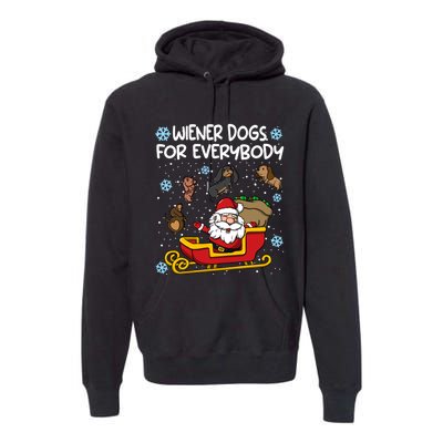 Wiener Dogs For Everybody Santa Funny Christmas Dachshund Premium Hoodie