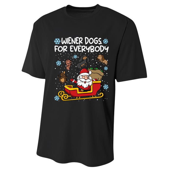 Wiener Dogs For Everybody Santa Funny Christmas Dachshund Performance Sprint T-Shirt