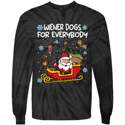 Wiener Dogs For Everybody Santa Funny Christmas Dachshund Tie-Dye Long Sleeve Shirt