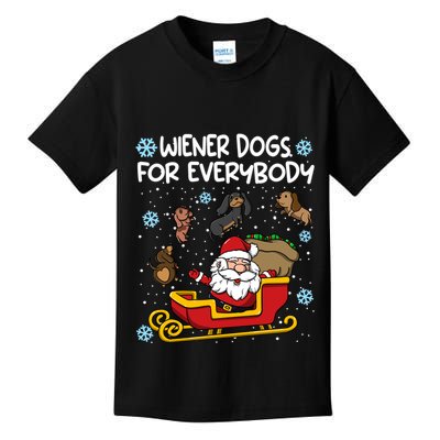 Wiener Dogs For Everybody Santa Funny Christmas Dachshund Kids T-Shirt
