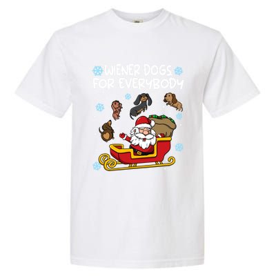 Wiener Dogs For Everybody Santa Funny Christmas Dachshund Garment-Dyed Heavyweight T-Shirt