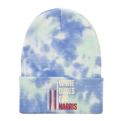 White Dudes For Kamala Harris 2024 For President Election Kamalaharris Tie Dye 12in Knit Beanie