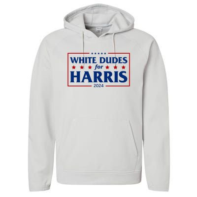 White Dudes For Harris 2024 Performance Fleece Hoodie