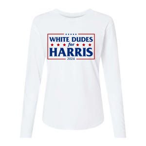 White Dudes For Harris 2024 Womens Cotton Relaxed Long Sleeve T-Shirt