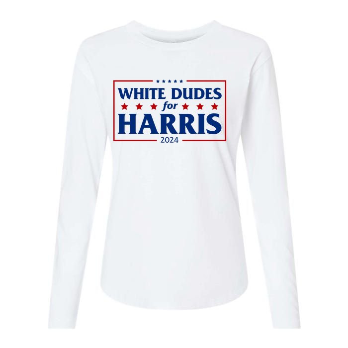 White Dudes For Harris 2024 Womens Cotton Relaxed Long Sleeve T-Shirt