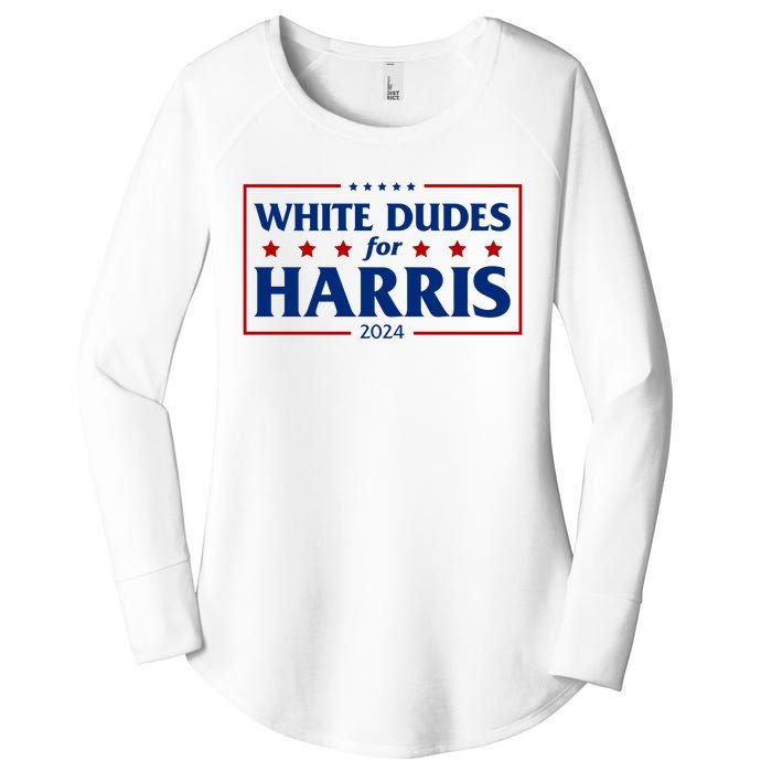 White Dudes For Harris 2024 Women's Perfect Tri Tunic Long Sleeve Shirt