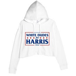 White Dudes For Harris 2024 Crop Fleece Hoodie