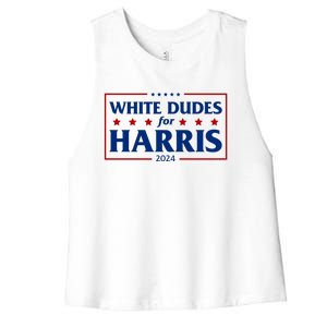 White Dudes For Harris 2024 Women's Racerback Cropped Tank