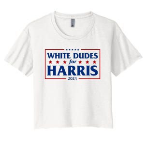 White Dudes For Harris 2024 Women's Crop Top Tee