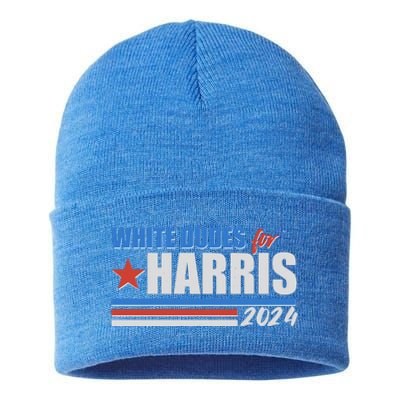 White Dudes For Kamala Harris 2024 Sustainable Knit Beanie