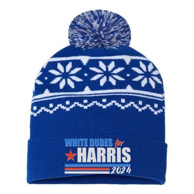 White Dudes For Kamala Harris 2024 USA-Made Snowflake Beanie