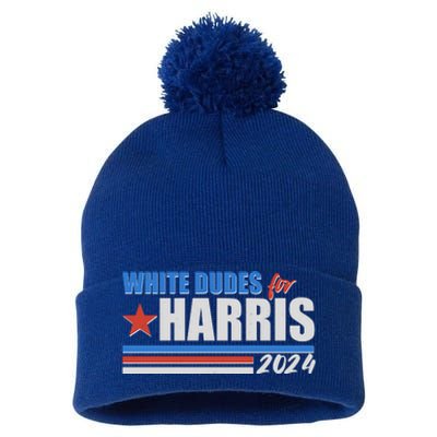 White Dudes For Kamala Harris 2024 Pom Pom 12in Knit Beanie