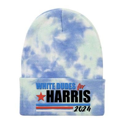 White Dudes For Kamala Harris 2024 Tie Dye 12in Knit Beanie