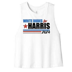 White Dudes For Kamala Harris 2024 Women's Racerback Cropped Tank