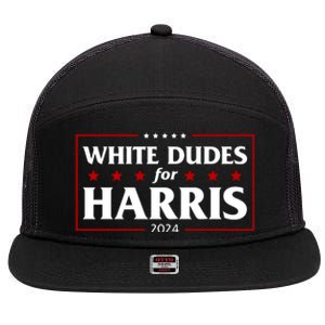 White Dudes For Harris 2024 7 Panel Mesh Trucker Snapback Hat