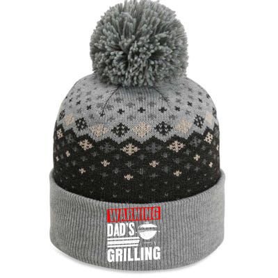 Warning DadS Grilling FatherS Day Graphic The Baniff Cuffed Pom Beanie