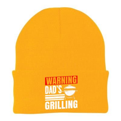 Warning DadS Grilling FatherS Day Graphic Knit Cap Winter Beanie