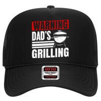 Warning DadS Grilling FatherS Day Graphic High Crown Mesh Back Trucker Hat